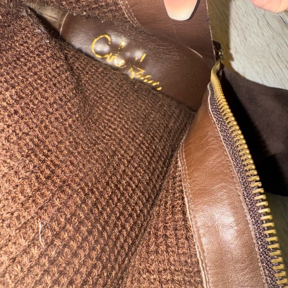 Cole Haan Nike Air Waterproof Brown Suede Mid Calf Wedge Boots sz 9 - Picture 7 of 8